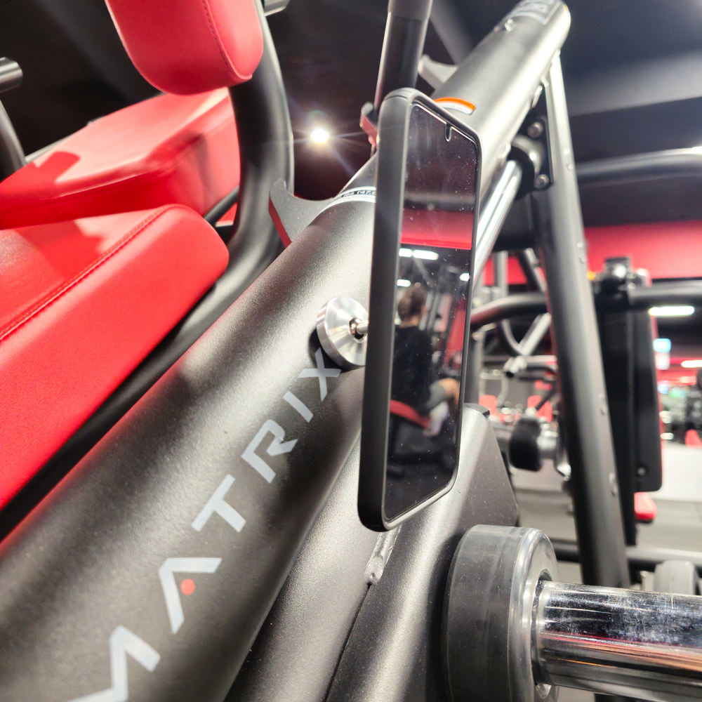 Mag Mount demonstration on Gym Equipment. Colour: Silver.